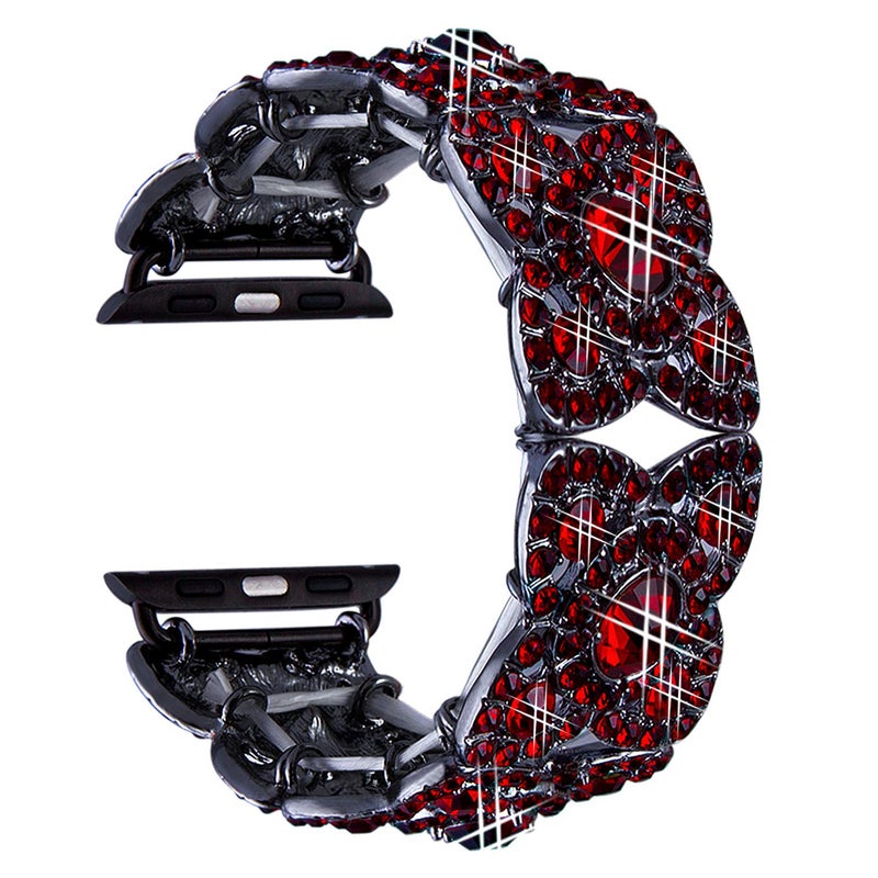 VIQIV Bling Bands for Compatible with Apple Watch 42mm 44mm 45mm 46mm 49mm Ultra Iwatch Series 11 10 9 8 7 6 5 4 3 SE SE2, Diamond Rhinestone Stainless Steel Metal Bracelet Wristband Strap for Women Red - Image 1